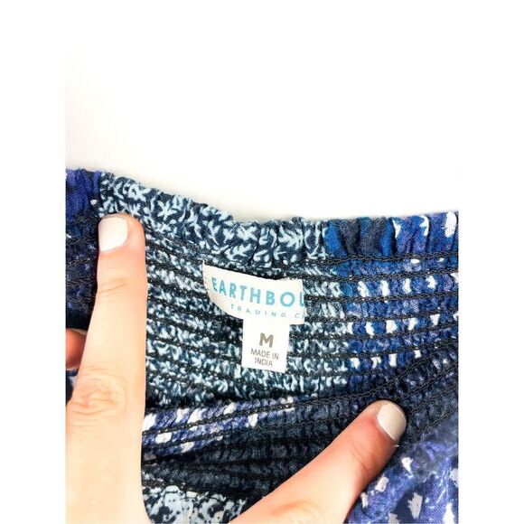 Earthbound Blue Patchwork Off the Shoulder Jumpsuit‎ Size M - Picture 3 of 12